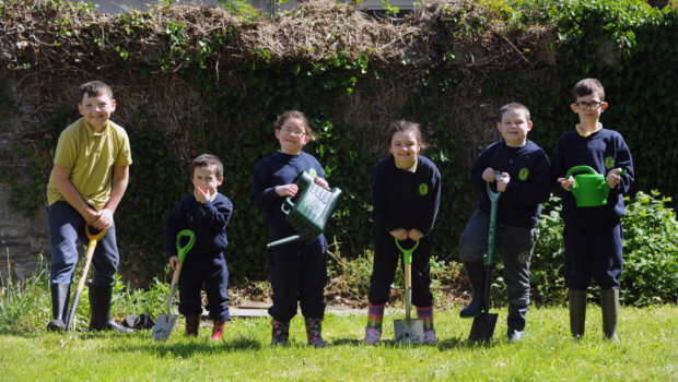 Students of Phoenix Park Specialist School in preparation for Ireland’s first nurture garden, which is being designed for Bloom 2018 by Sanctuary Synthetics. Photograph: Aidan Crawley.
