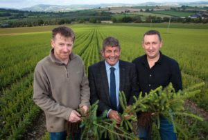 John Kavanagh and Teige Ryan of None-So-Hardy Forestry with Minister of State at the Department of Agriculture, Food and the Marine, Andrew Doyle T.D., at the launch of the 2017-2018 forestry afforestation programme.