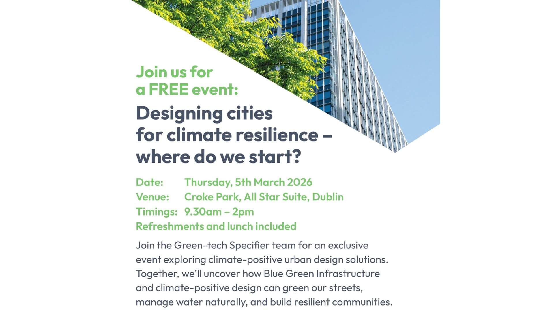 Green-tech Specifier Urban Roadshow comes to Dublin